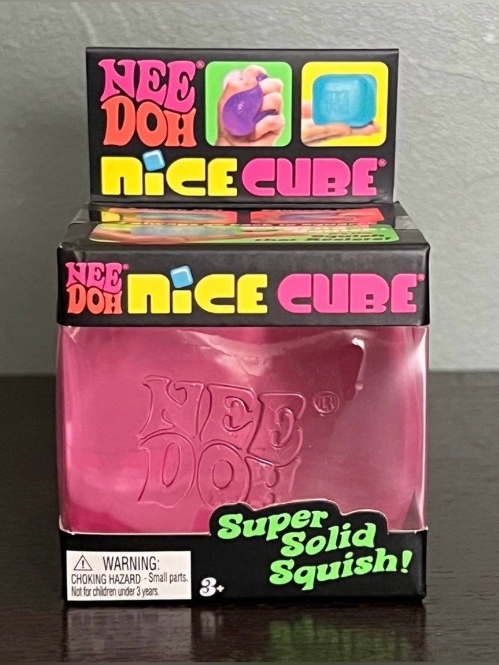 Nee Doh Nice Cube Kids Toy - Pink Super Solid Squish